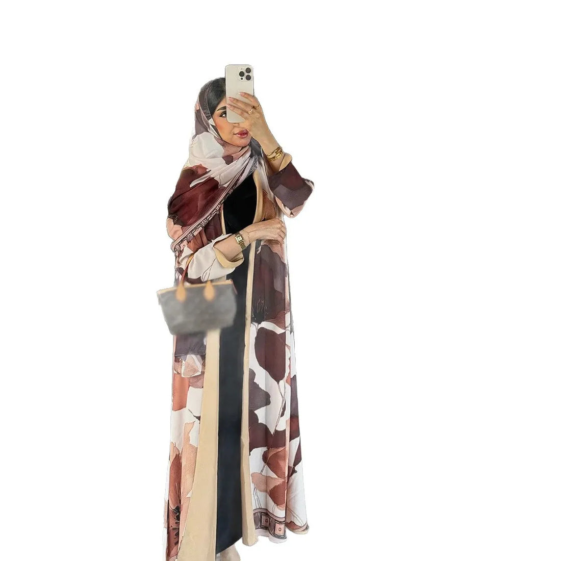 Printed Abaya Cardigan Robe – Eid Hijab Dress