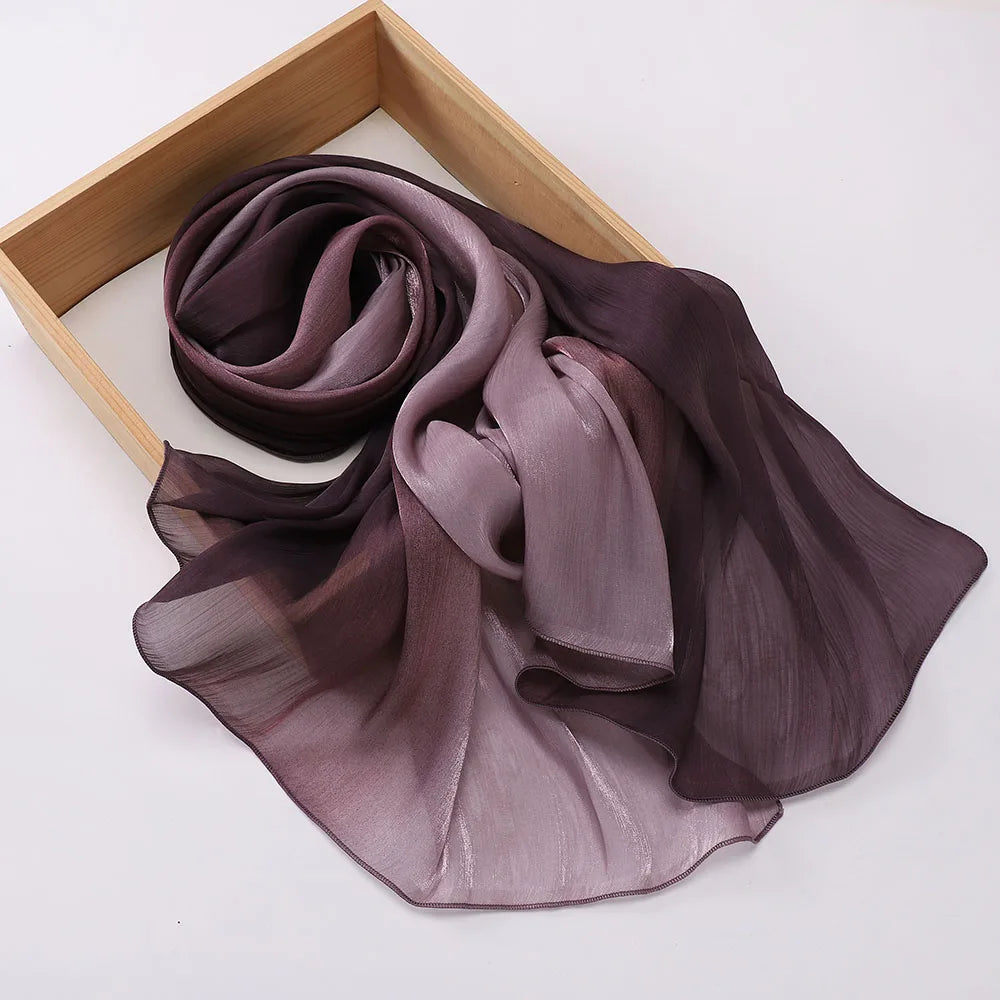 Luxury Two-Tone Gradient Satin Hijab – Elegant Shimmering Headscarf