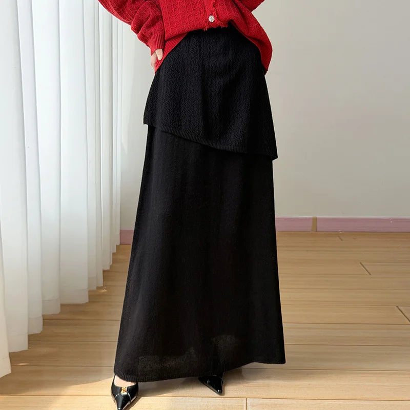 Autumn and Winter New 100% Cashmere Skirt Women's High Waist Skirt