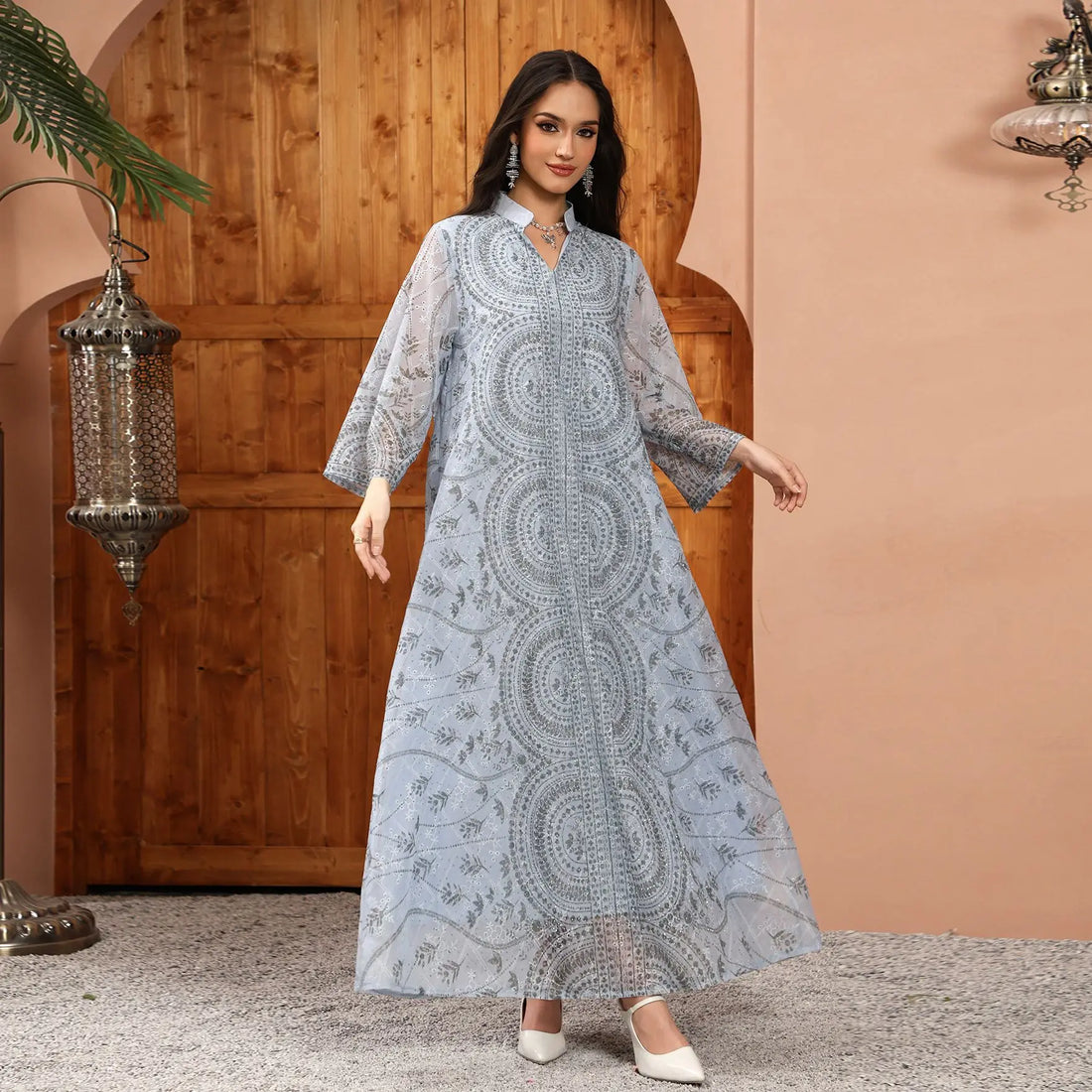 Eid Ramadan Women Dress Abaya Stand Collar Diamond Caftan Muslim Robe Jalabiya Ramadan Morocco Dubai Kaftan Vestidos Largos