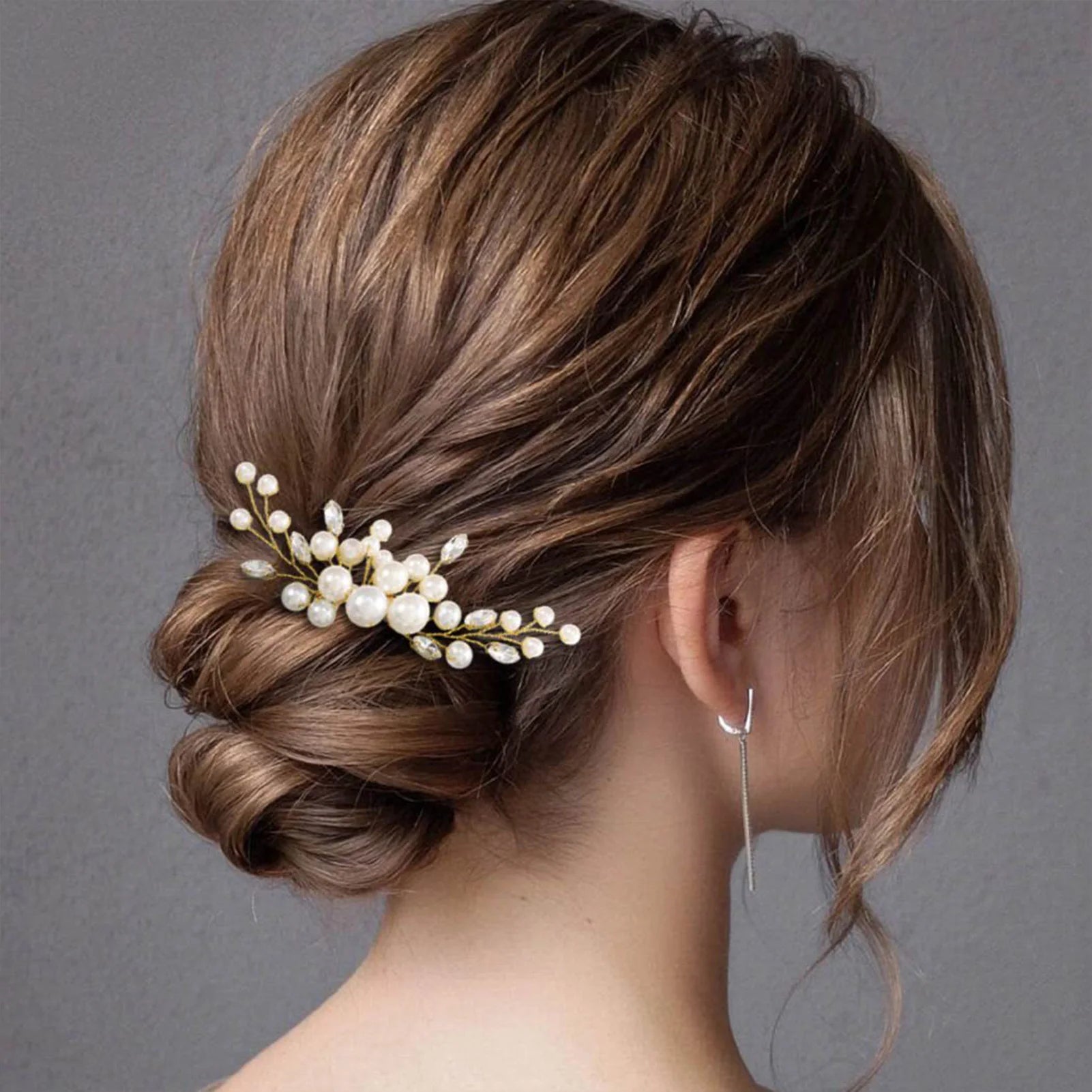 Bridal Pearl Hair Comb – Elegant White Pearl Headpiece for Women