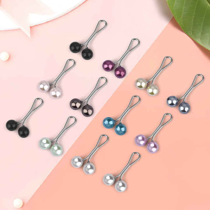 12-Piece Pearl Hijab Brooch Set – Elegant Scarf Clips for Women