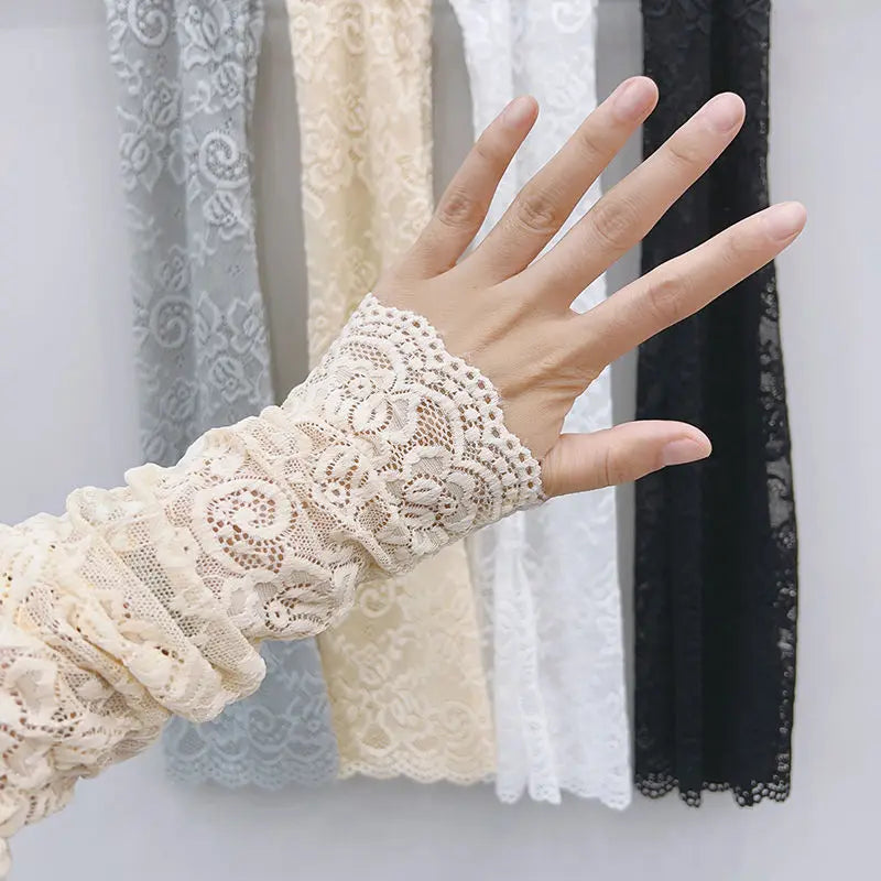 Women Lace Sunscreen Arm Sleeves Floral Lace Design