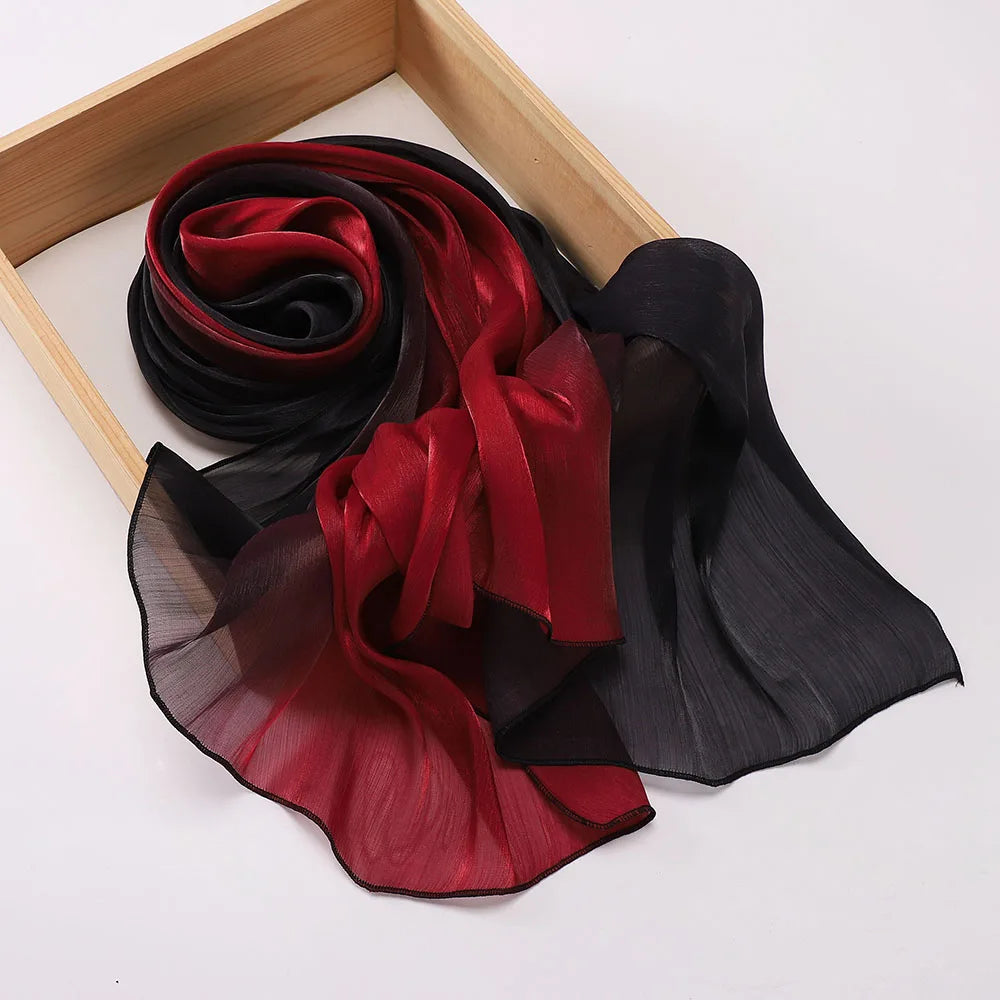 Luxury Two-Tone Gradient Satin Hijab – Elegant Shimmering Headscarf