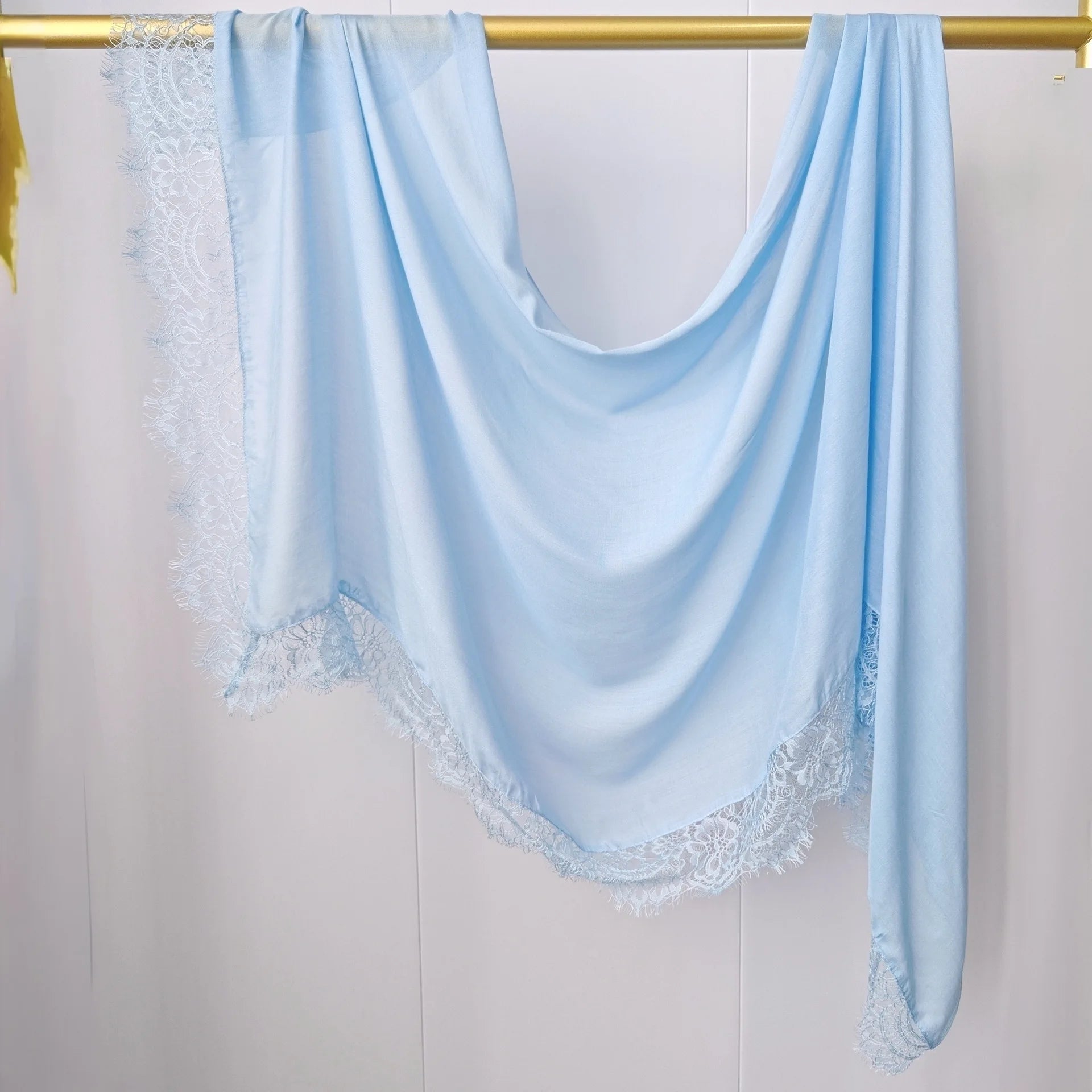 Lace Edge Modal Hijab Scarf – Breathable Cotton Turban Shawl