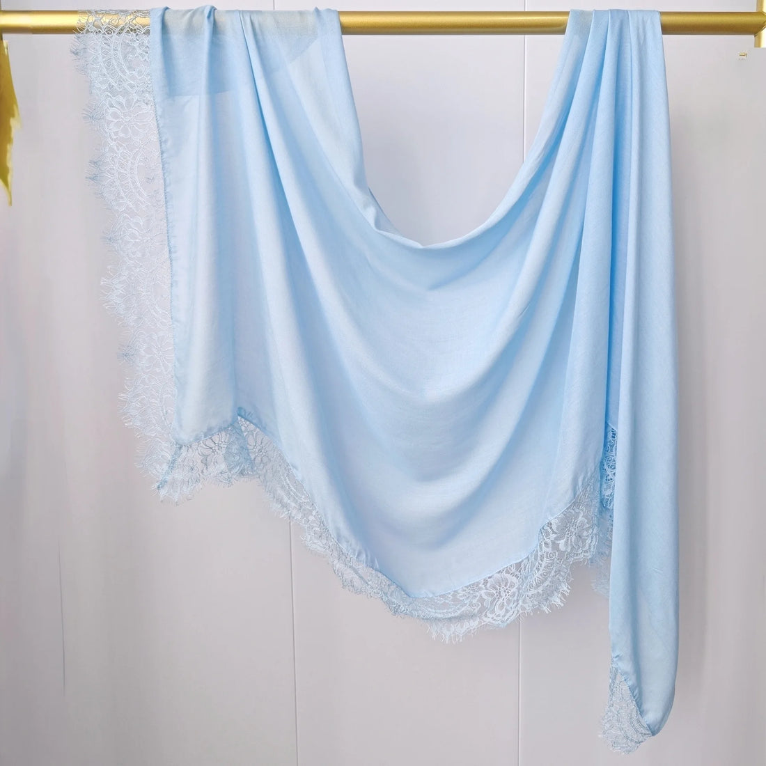 Lace Edge Modal Hijab Scarf – Breathable Cotton Turban Shawl