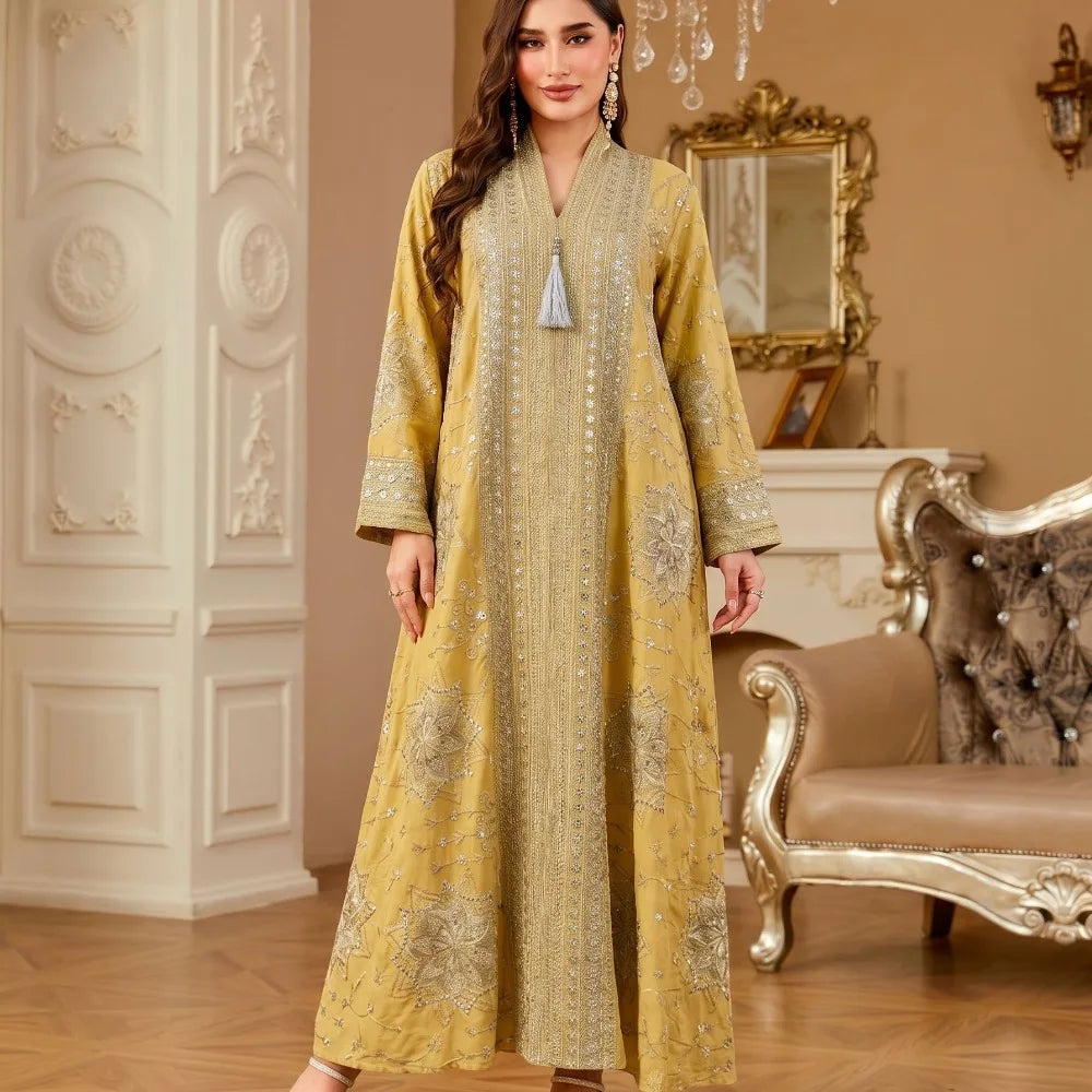Print Embroidery Abaya – Eid Ramadan Long Robe