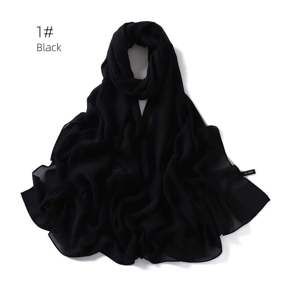 Solid Color Chiffon Hijab Shawl – Large 70x180cm