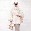 New detachable fox fur collar cape 100 wool double-sided woolen coat