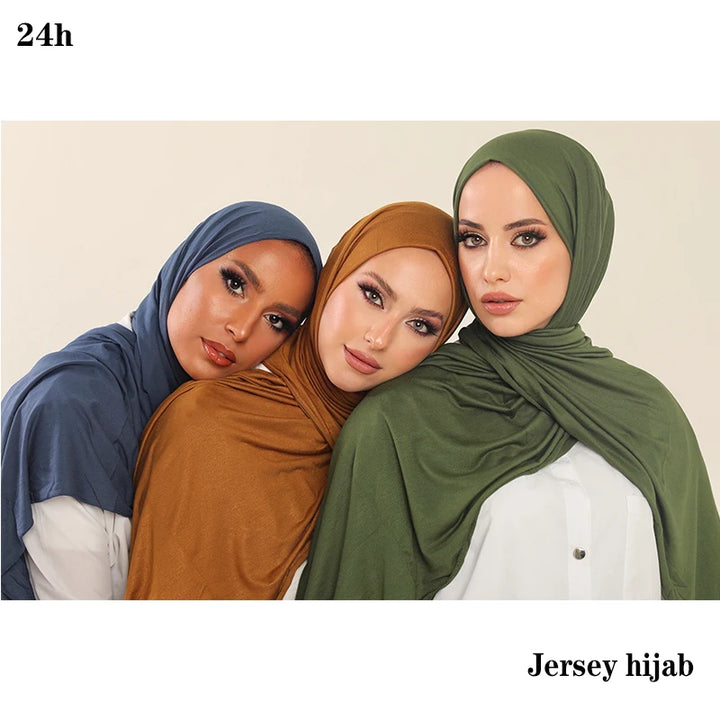 Soft Cotton Jersey Hijab – Long Plain Stretch Scarf