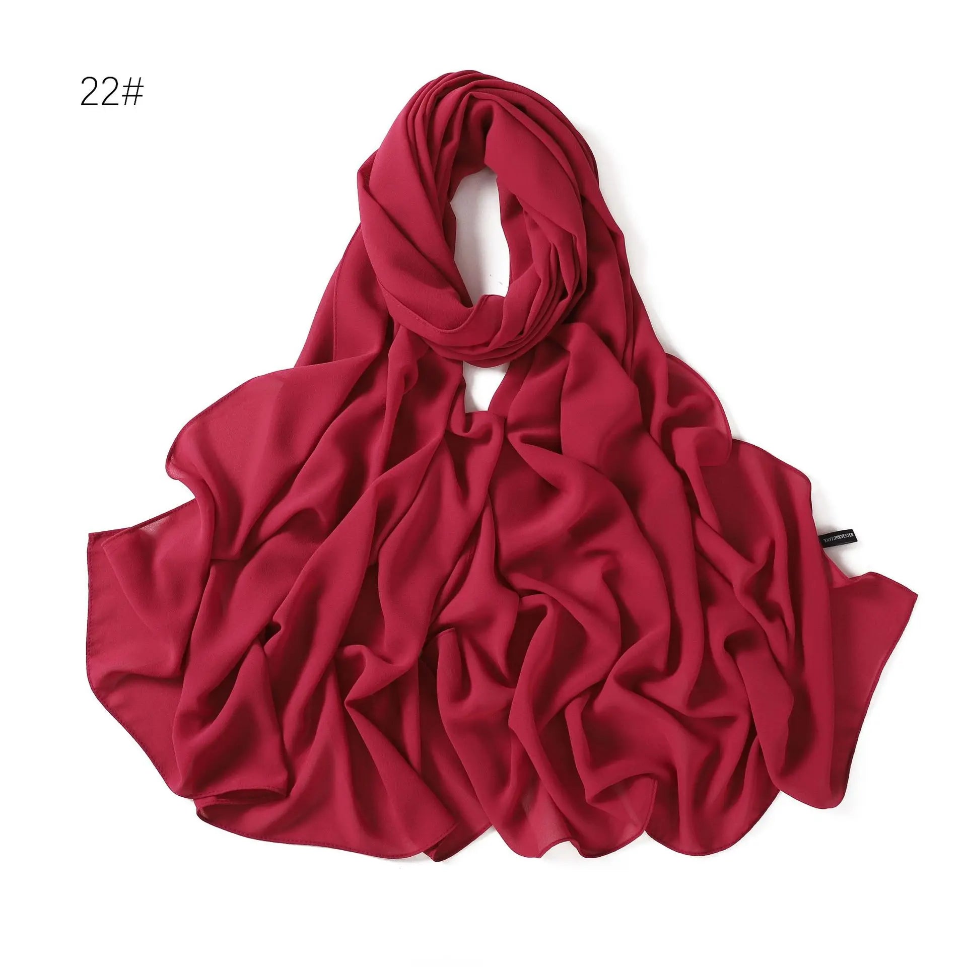 Solid Color Chiffon Hijab Shawl – Large 70x180cm