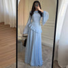 Fashion Flare Sleeve Ruff Long Dress