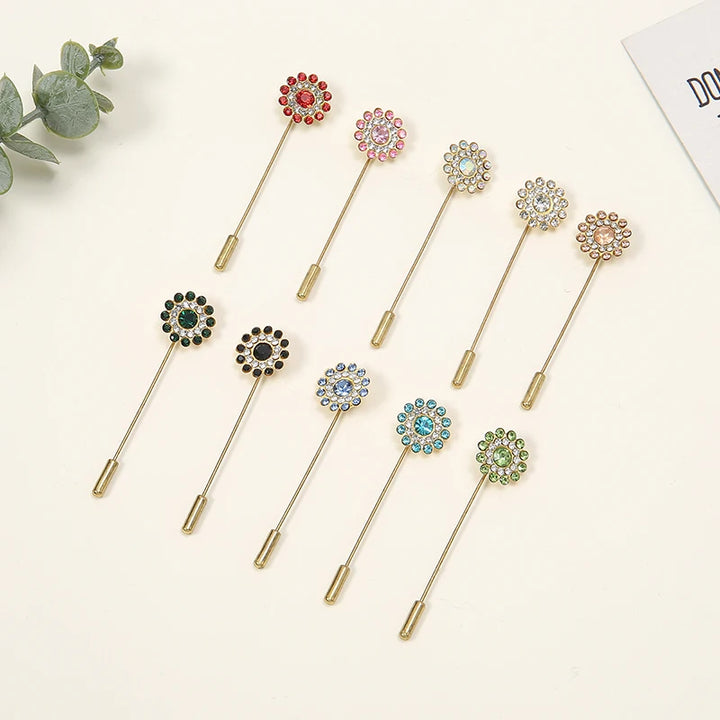 10-Piece Floral Diamond Hijab Brooch Set – Elegant Scarf Pins for Women