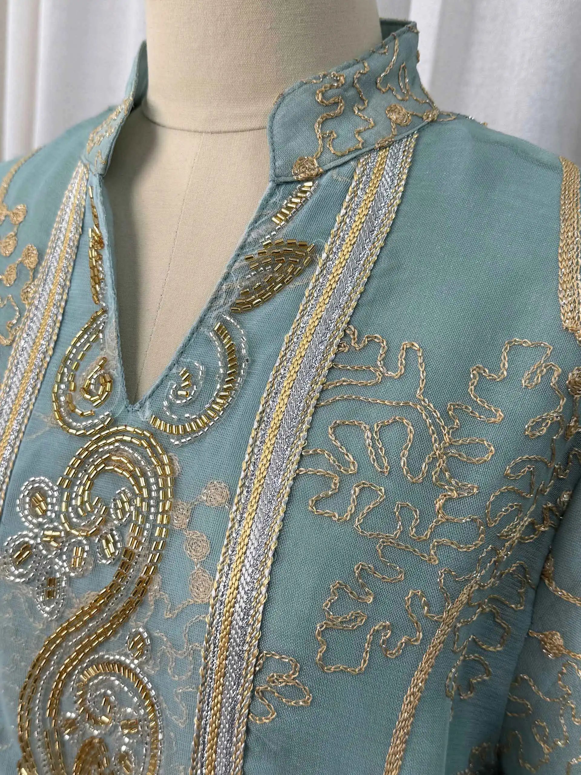 Floral Gold Embroidery Abaya – Casual Ramadan Dress