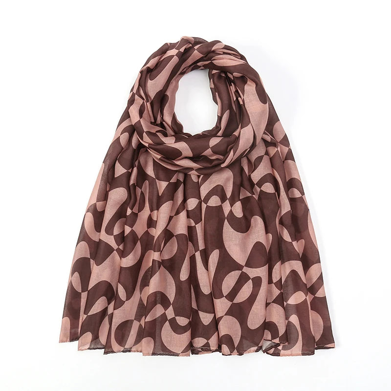 Watercolor Print Hijab – Soft Bohemian Floral Shawl Scarf