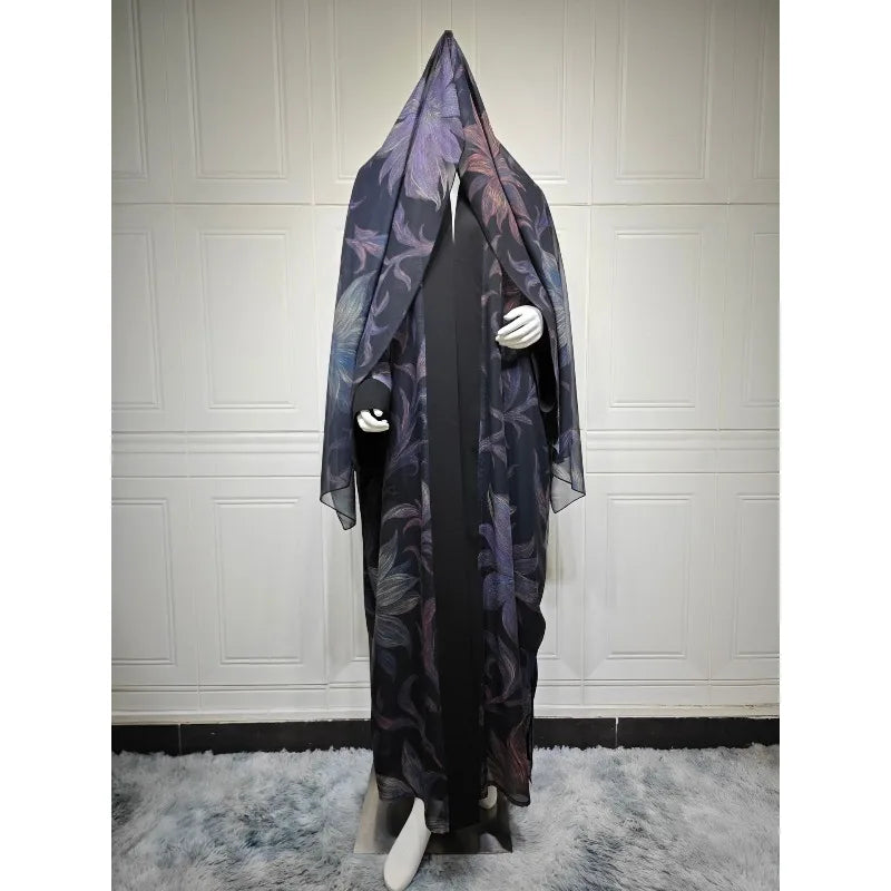 Eid Cardigan Abaya with Scarf – Dubai Kaftan Set