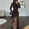 Women Lace Fitted Dresses Solid Evening Dress