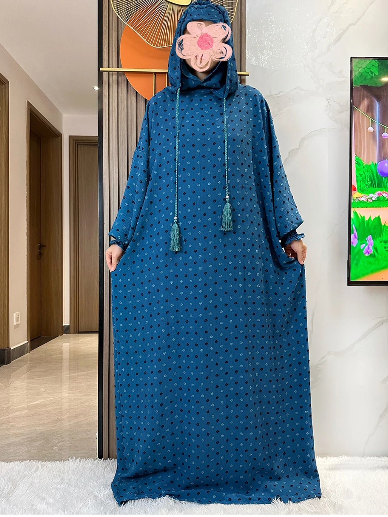Latest Ramadan Soft Cotton Prayer Abaya Double Hats