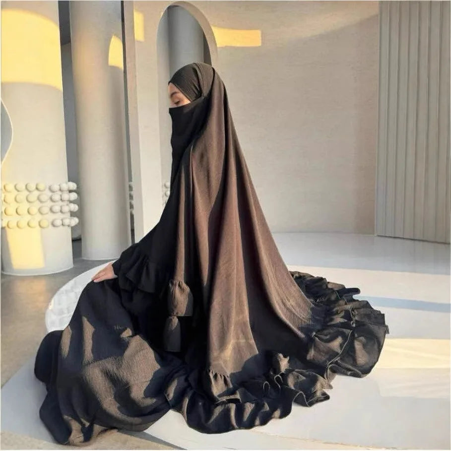 Muslim Dresses Hijab 2 Piece Sets Women Modest Abayas