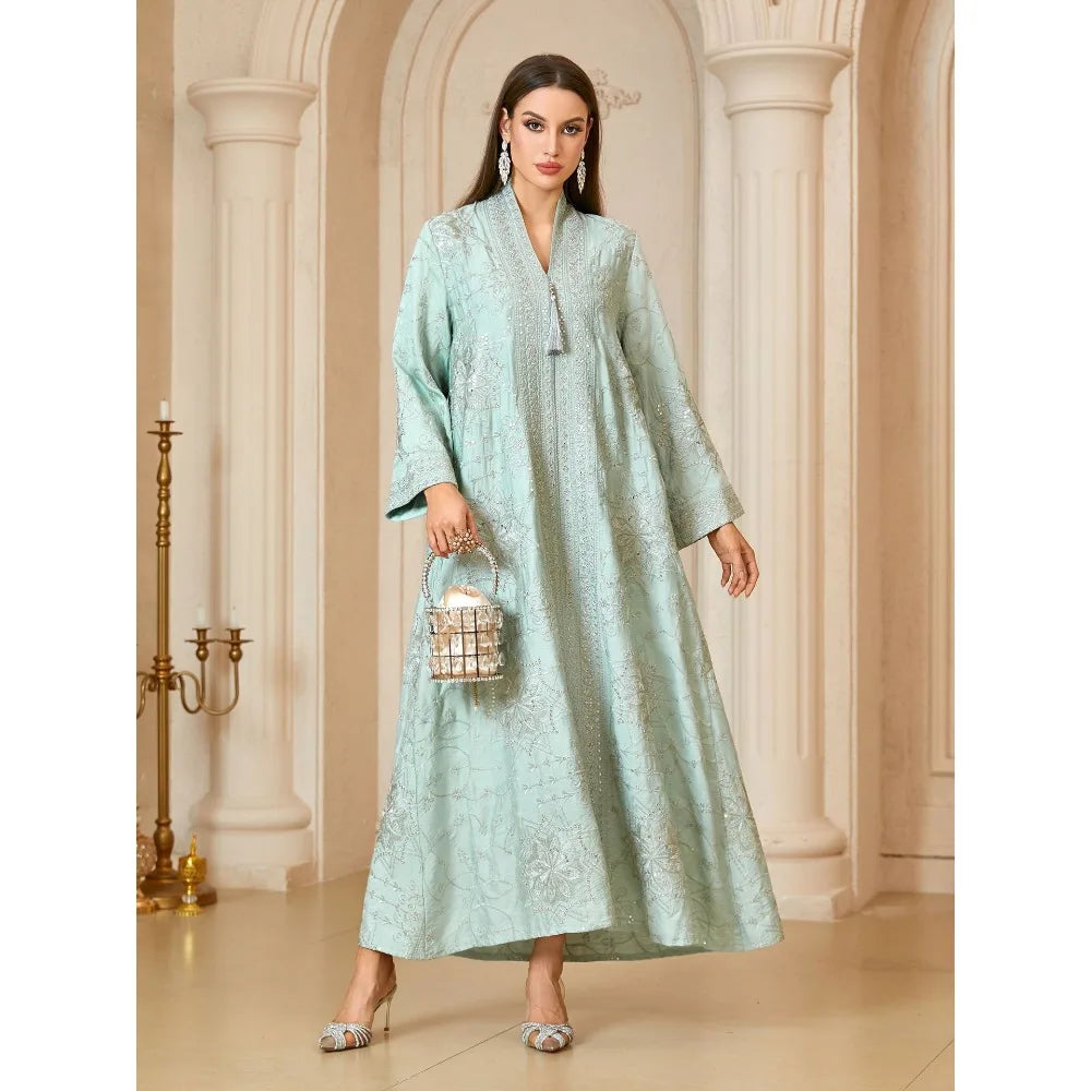Print Embroidery Abaya – Eid Ramadan Long Robe