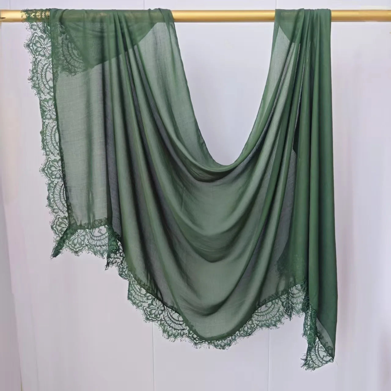 Lace Edge Modal Hijab Scarf – Breathable Cotton Turban Shawl