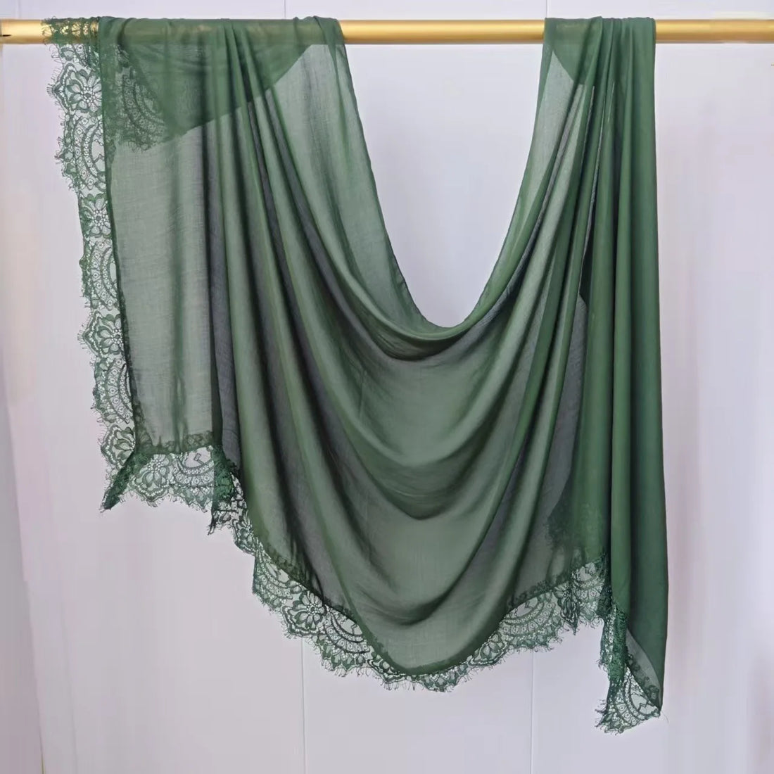 Lace Edge Modal Hijab Scarf – Breathable Cotton Turban Shawl