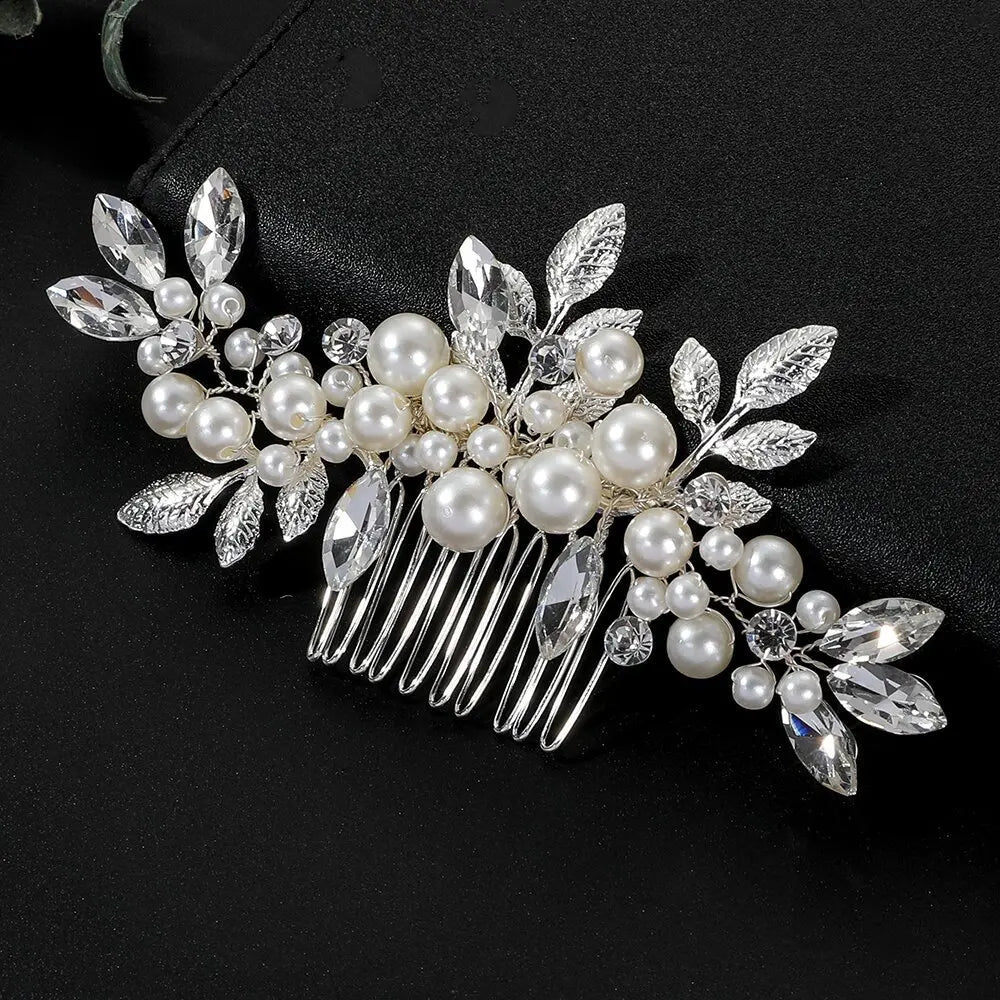 Elegant Pearl Hair Comb – Handmade Bridal Hairpin for Women & Girls
