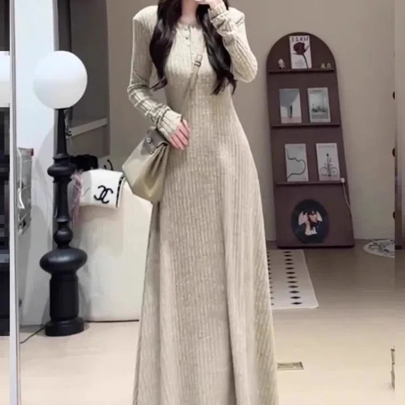 Autumn Winter French Retro Waist Dresses