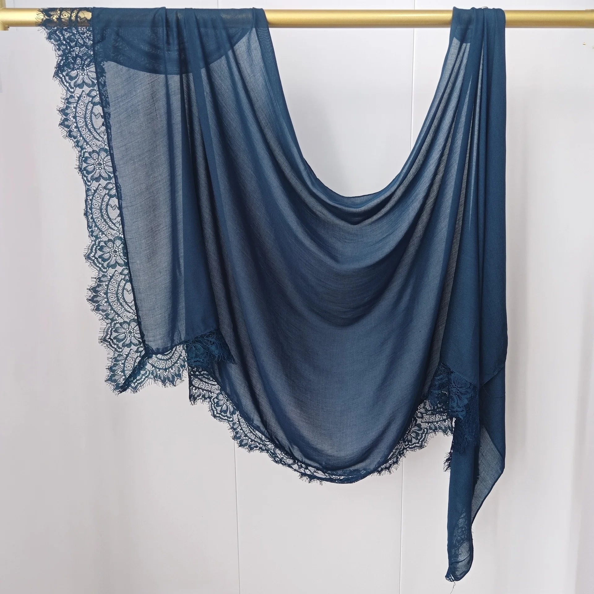 Lace Edge Modal Hijab Scarf – Breathable Cotton Turban Shawl
