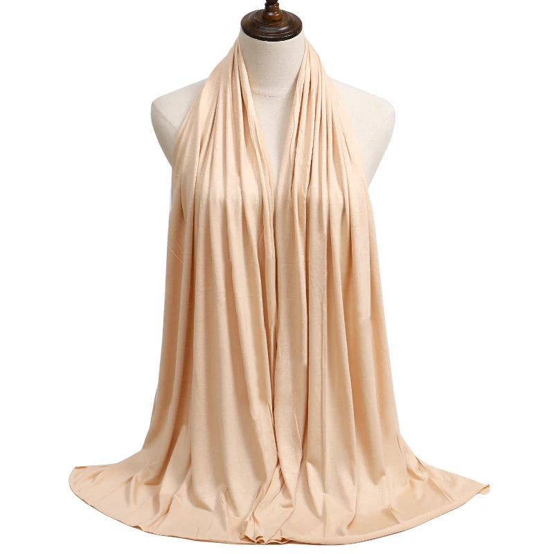 Jersey Modal Cotton Hijab – Soft Solid Color Long Scarf