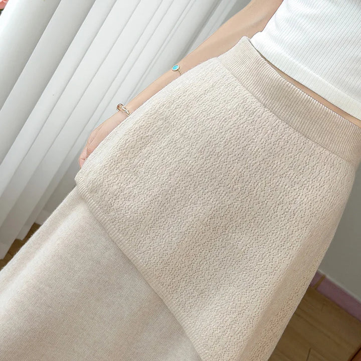 Autumn and Winter New 100% Cashmere Skirt Women's High Waist Skirt