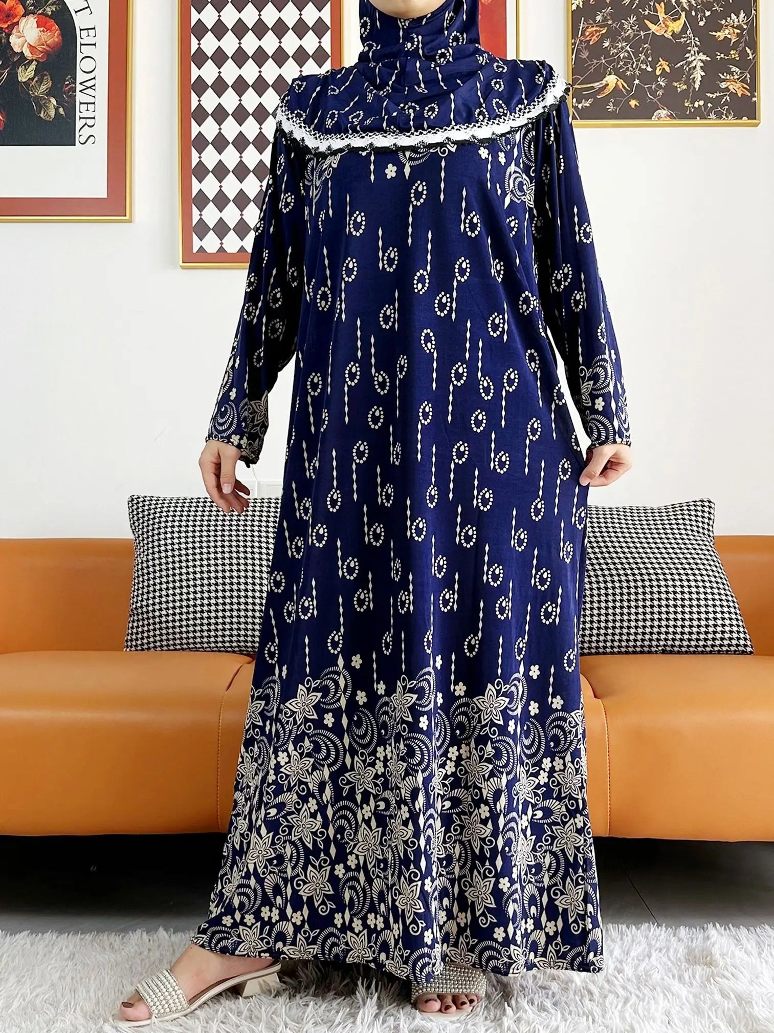 Muslim Solid Cotton Abaya For Women