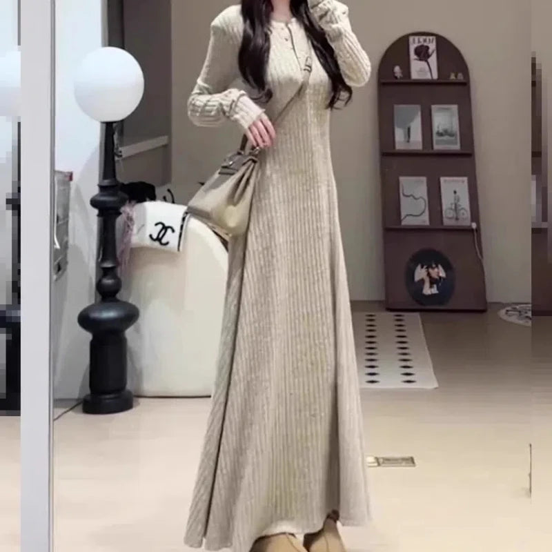 Autumn Winter French Retro Waist Dresses