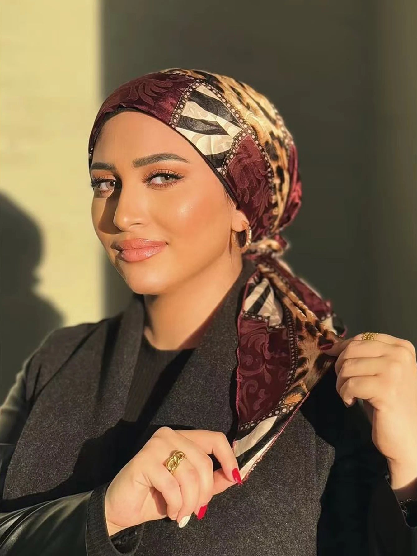 2-Piece Leopard Print Color-Block Scarf Set – Chic Fashion Wrap