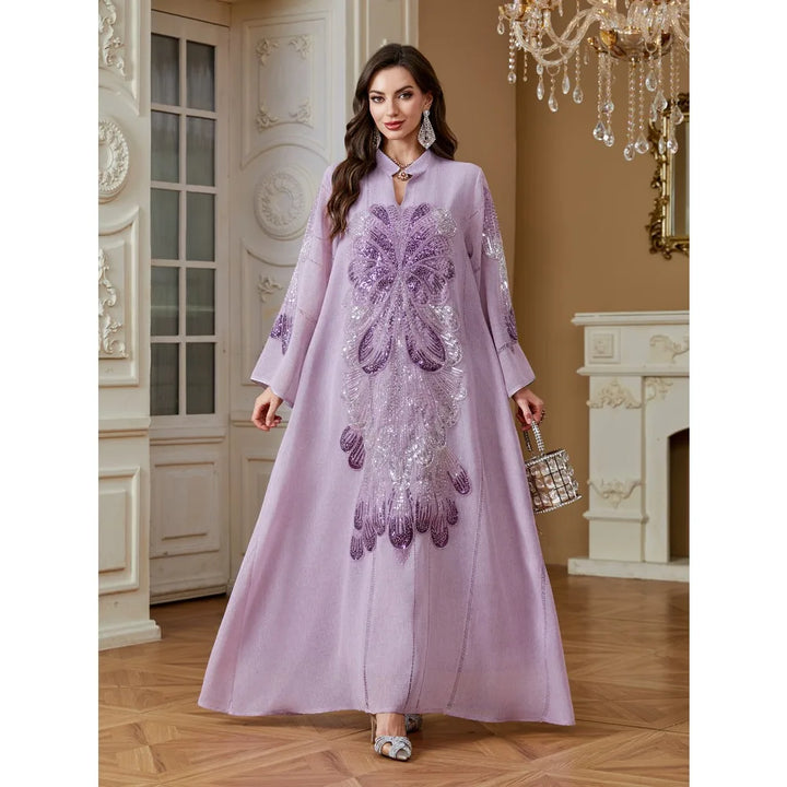 Diamond & Sequin Abaya – Wedding & Evening Party Dress