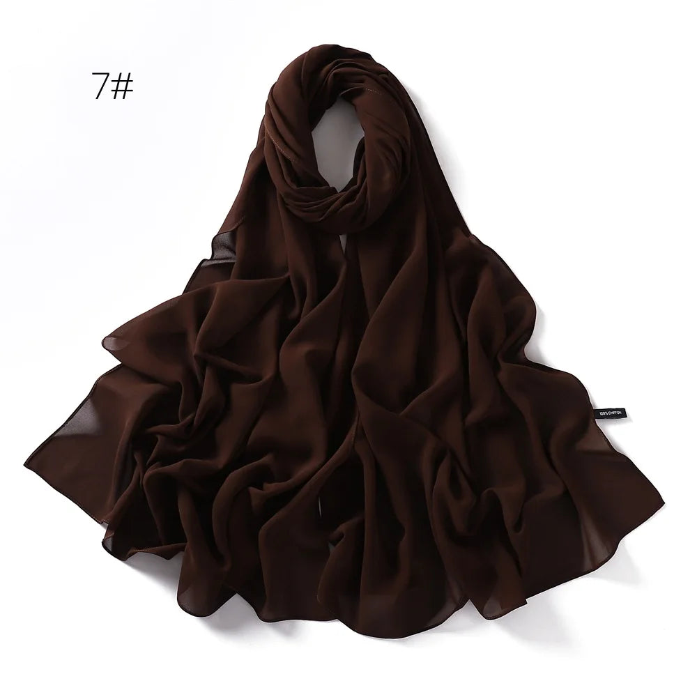 Solid Color Chiffon Hijab Shawl – Large 70x180cm