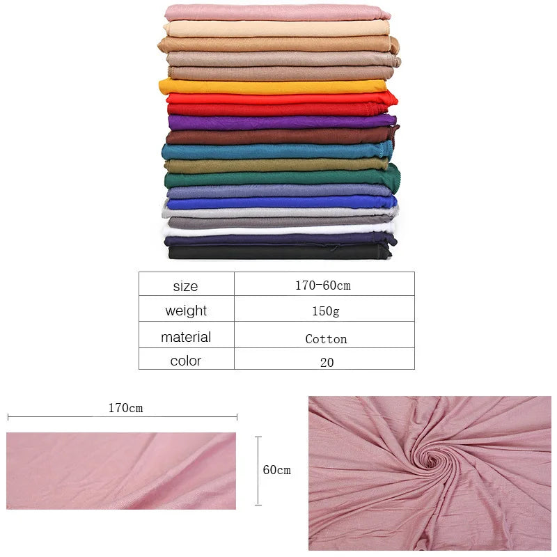 Soft Cotton Jersey Hijab – Long Plain Stretch Scarf