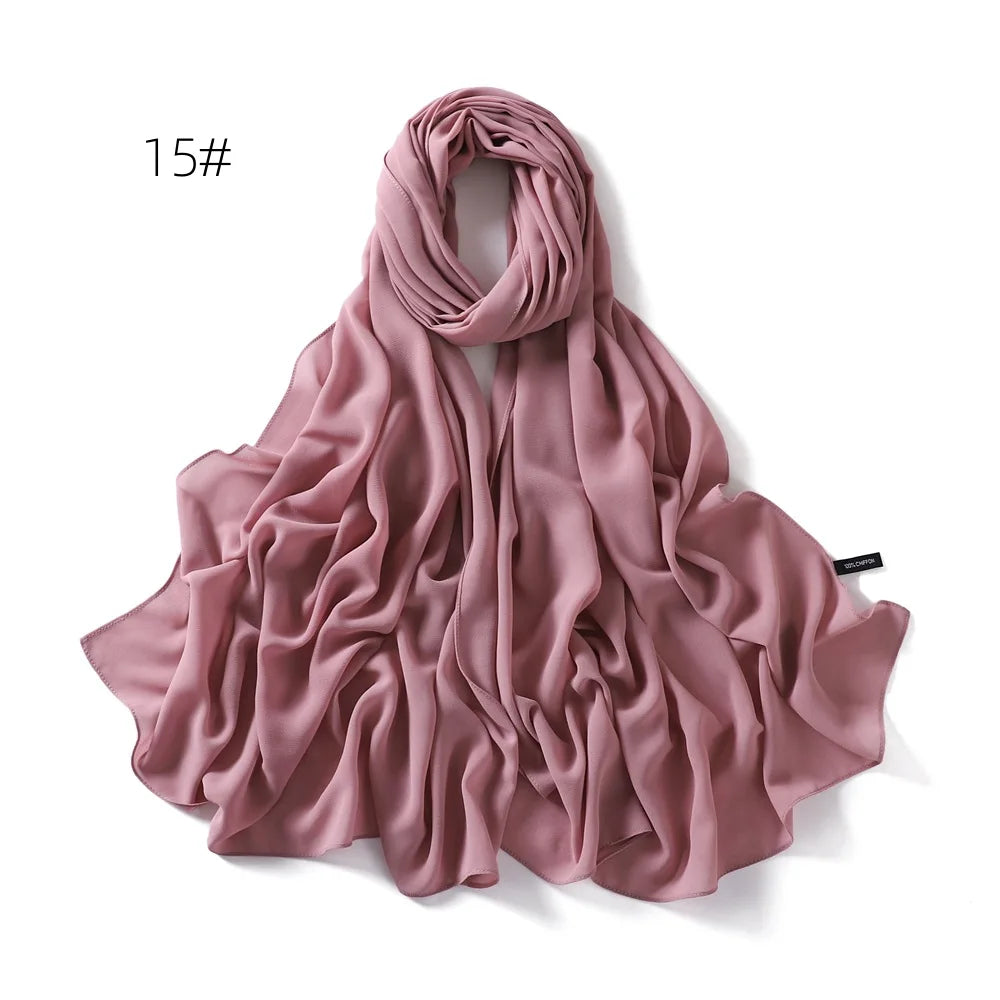 Solid Color Chiffon Hijab Shawl – Large 70x180cm