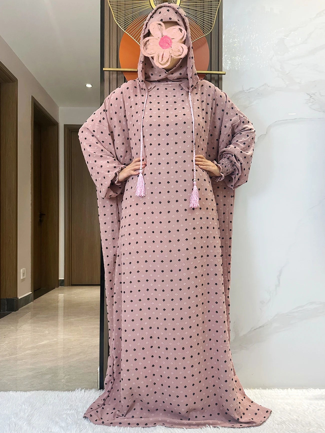 Latest Ramadan Soft Cotton Prayer Abaya Double Hats