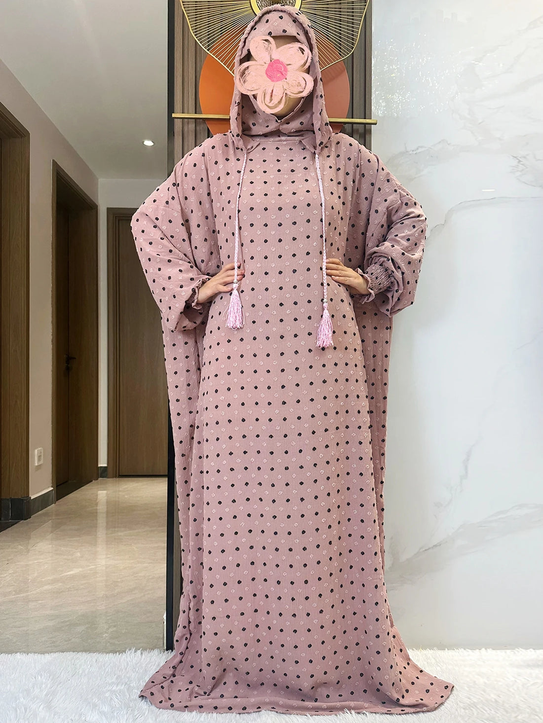 Latest Ramadan Soft Cotton Prayer Abaya Double Hats