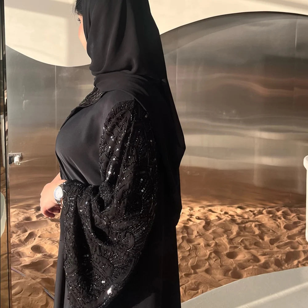 Ramadan Black Open Include Hijab Turban Abaya