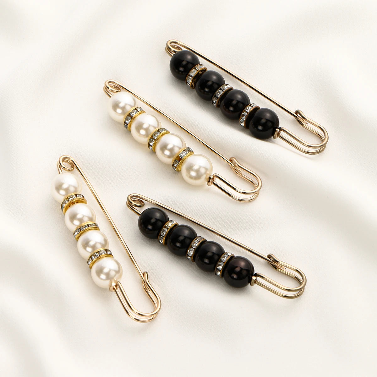Elegant Pearl Hijab Brooch Pins – Stylish Mixed-Color Scarf Accessories