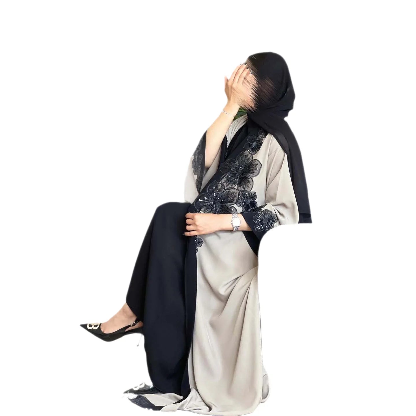 Eid Lace Open Abaya – Elegant Party Kaftan Cardigan