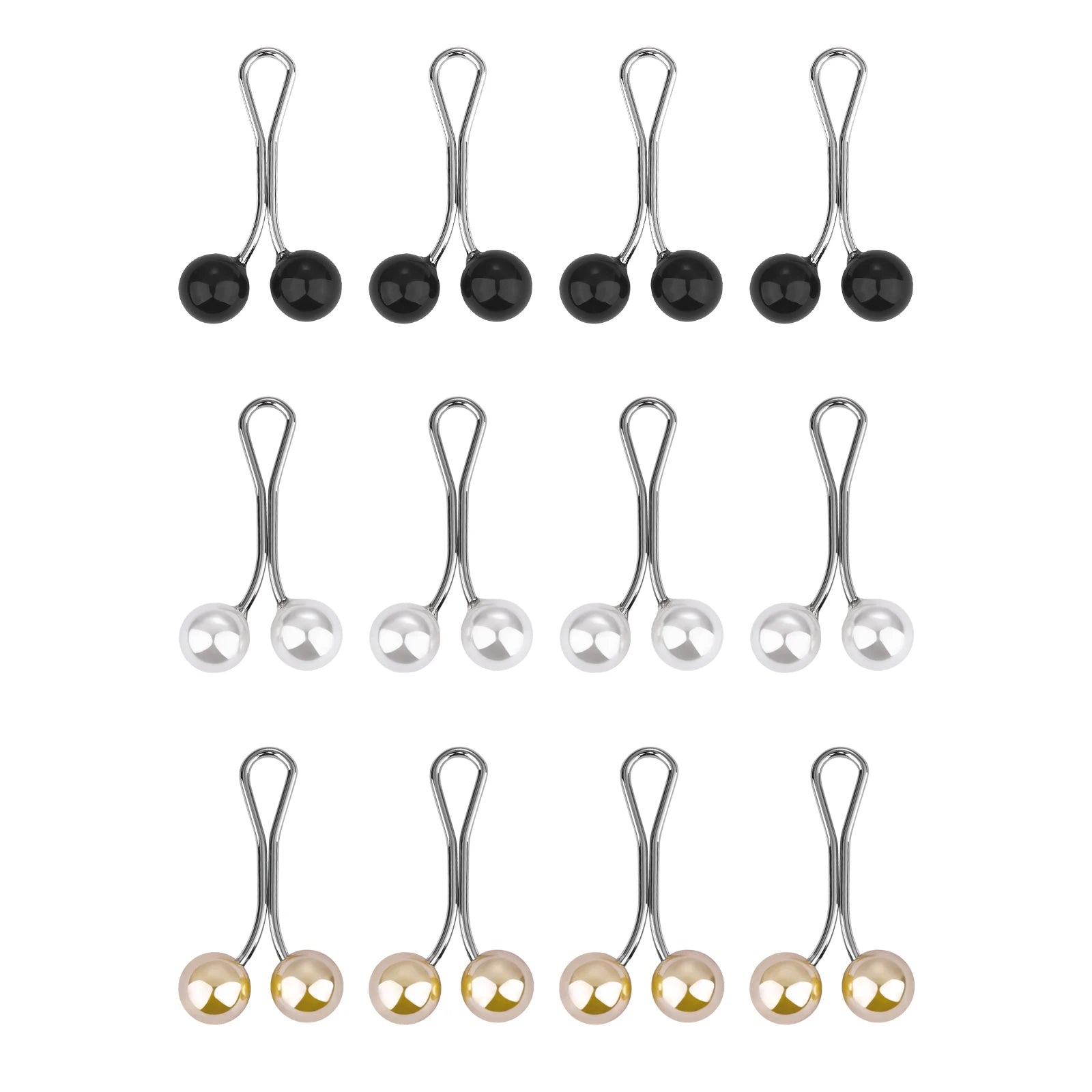 12-Piece Pearl Hijab Brooch Set – Elegant Scarf Clips for Women