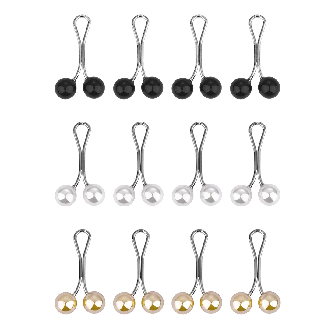 12-Piece Pearl Hijab Brooch Set – Elegant Scarf Clips for Women