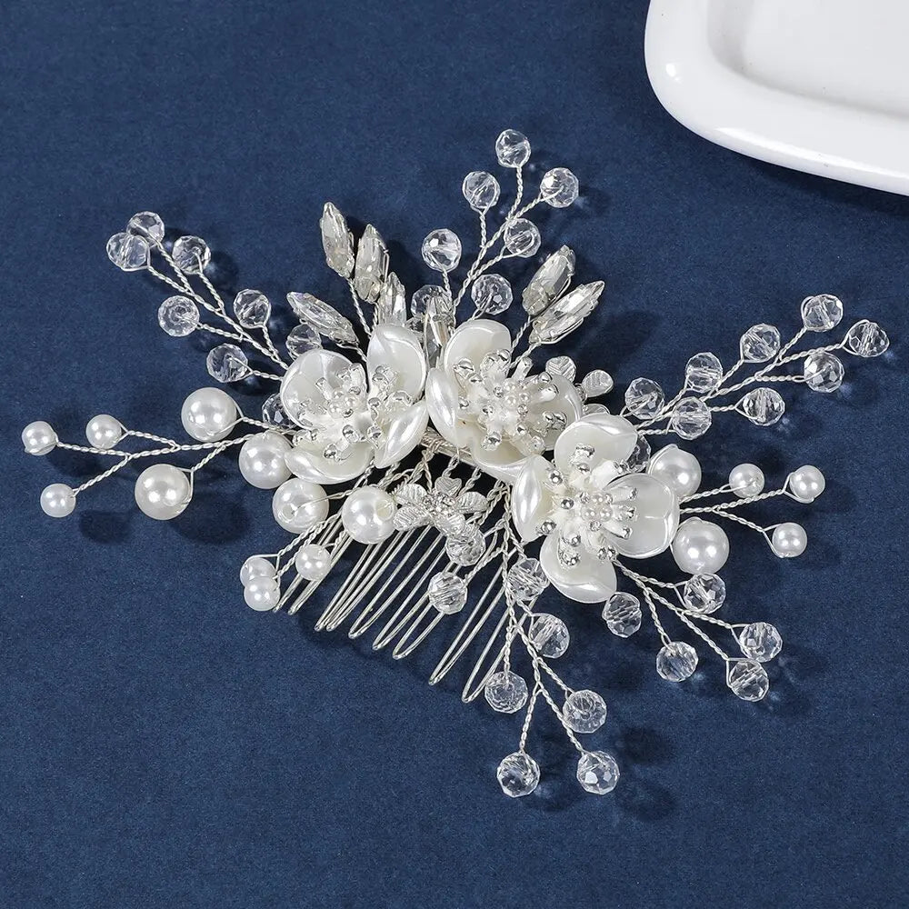 Elegant Pearl Hair Comb – Handmade Bridal Hairpin for Women & Girls