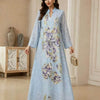 Bead Embroidered V-Neck Arabic Dress – Elegant Kaftan