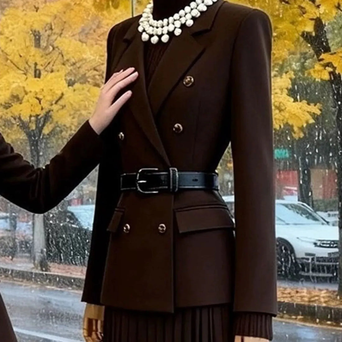 Women Brown Two Piece Suit Set