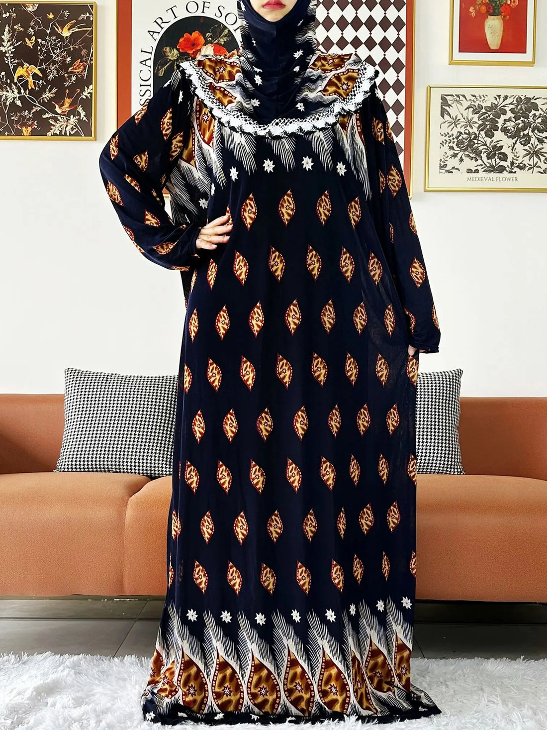Muslim Solid Cotton Abaya For Women