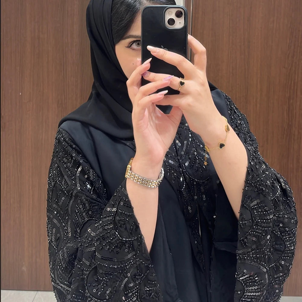 Ramadan Black Open Include Hijab Turban Abaya